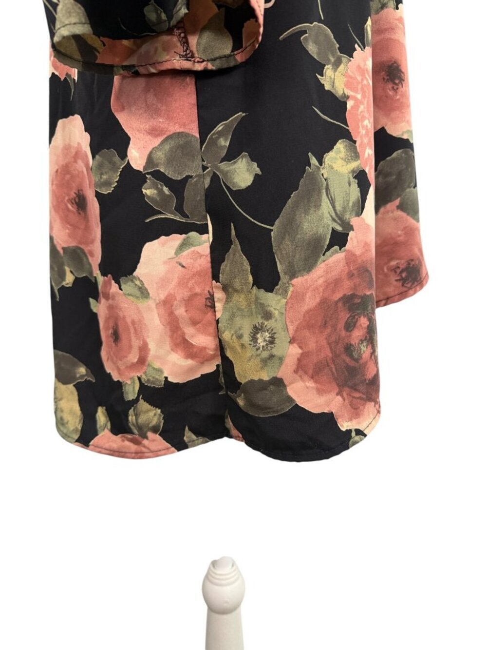Honeyme Floral Open Front Kimono Cardigan Blush Black Boho Duster Small - Picture 8 of 9
